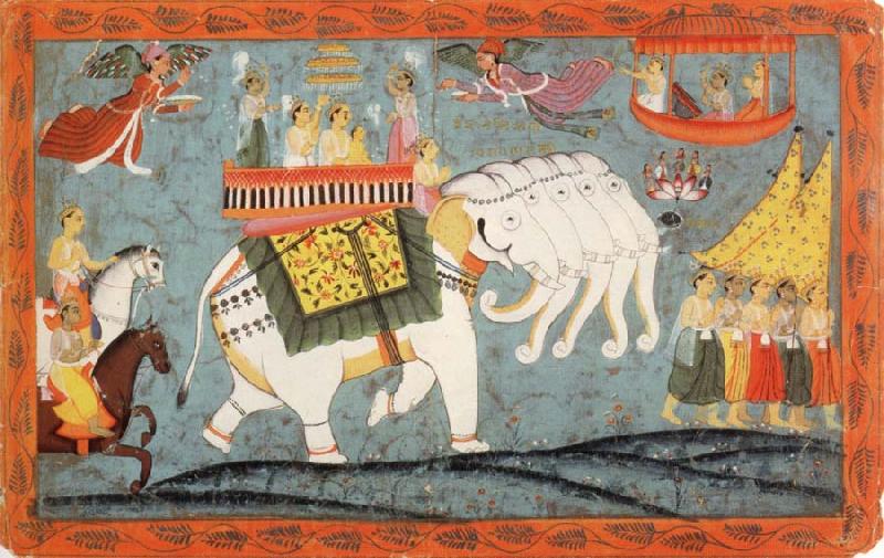 unknow artist Celestial Procession with Indra Riding His Elephant Norge oil painting art